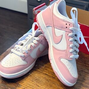 Nike Dunk Low - Pink & White 5.5 Y 7 W